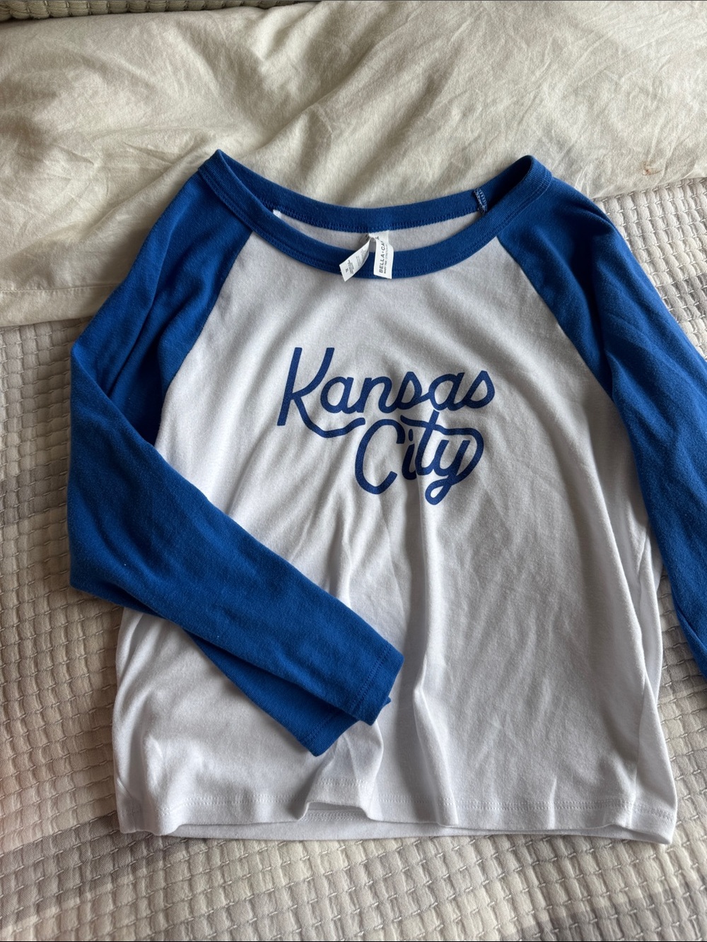 Kids Kansas City Raglan Tee - Blue & White